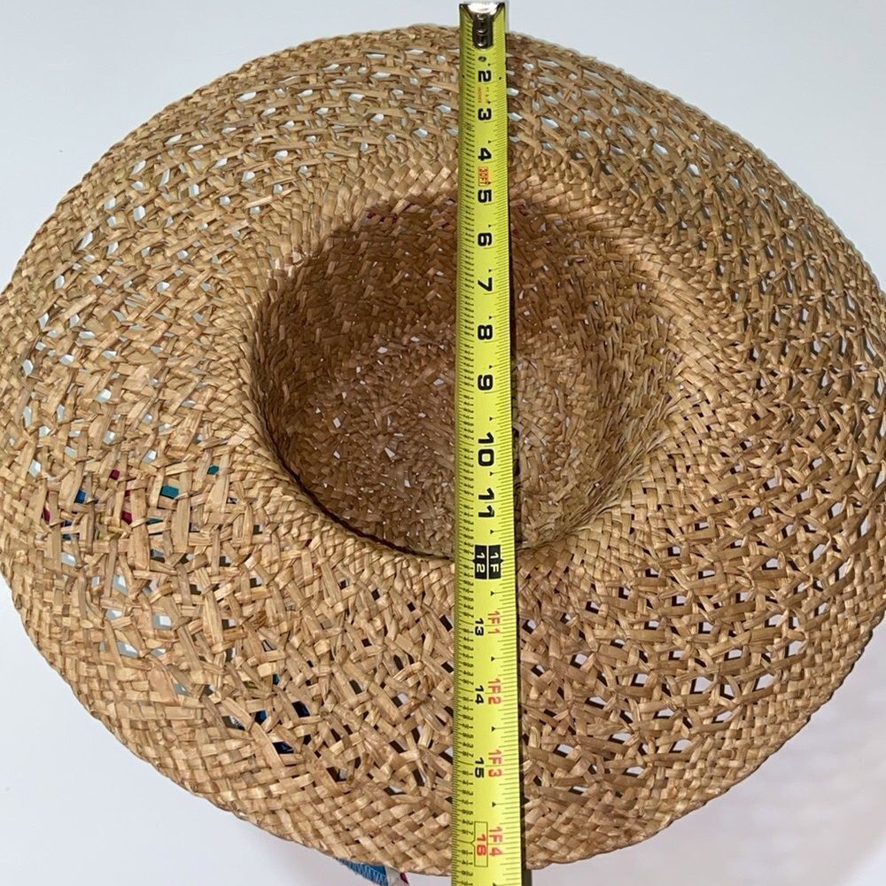 VTG, Chic Straw Hawaiian Unisex Hat With Colorful Scarf - Picture 6 of 11